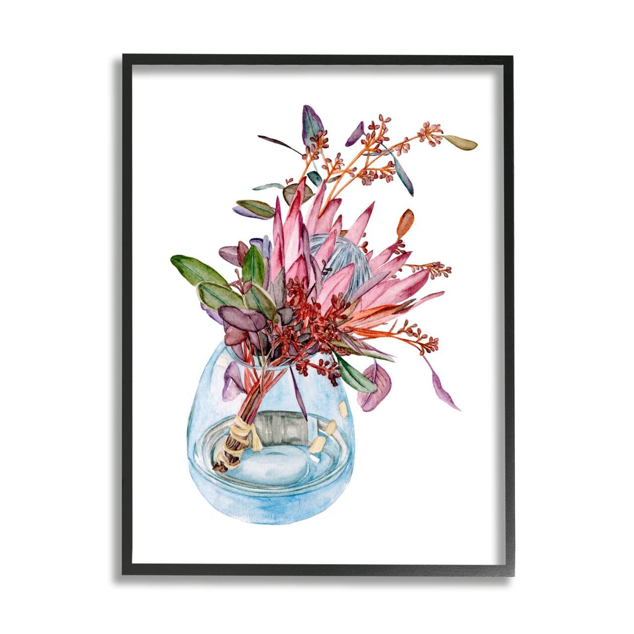 Stupell Industries Blooming Protea Floral Bouquet Watercolor Flower Still Life Framed Wall Art